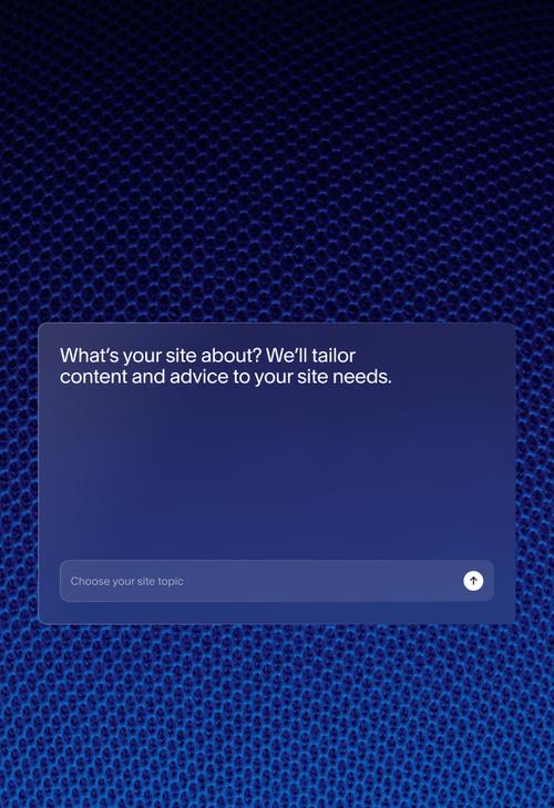 Screens showcasing Blueprint AI generating personalized website designs and curated content tailored to user goals.