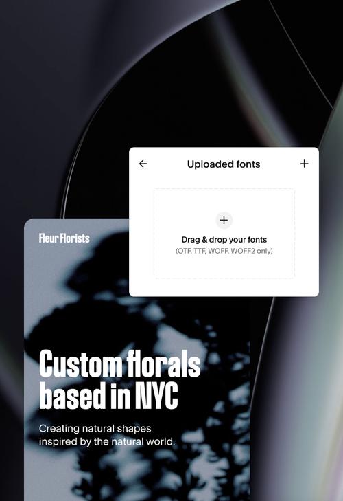Webpage with font uploader UI on top