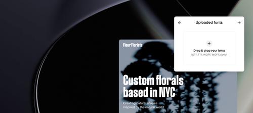 Webpage with font uploader UI on top